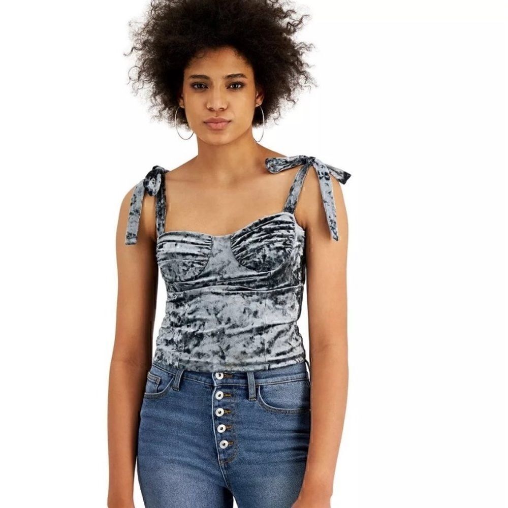 LEYDEN junior Velvet Bustier Top, sweetheart, straps gray size Large